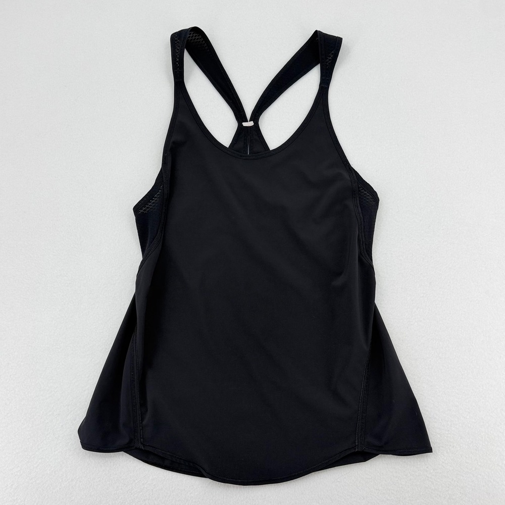 Lululemon Racerback Tank Top Womens 4 Black Split Back Mesh Excellent
